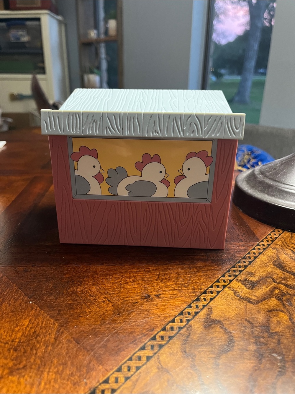 Avon Pink and White Chicken Farm Trinket Box